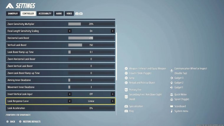 best controller settings pc