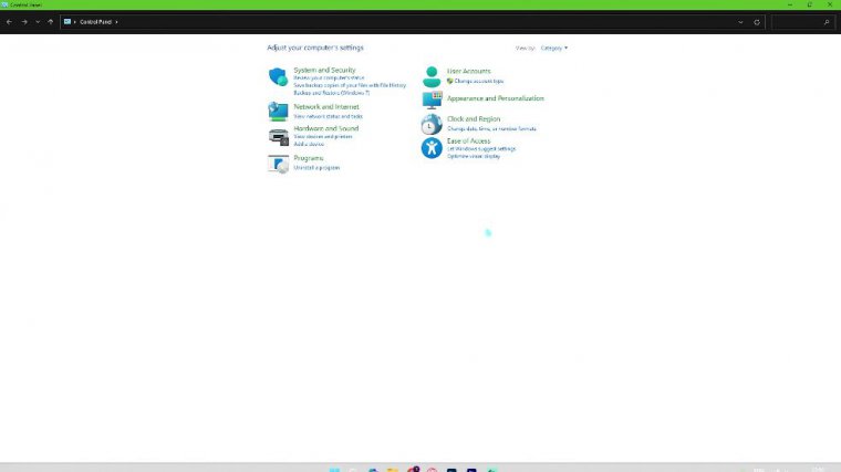 Control panel settings