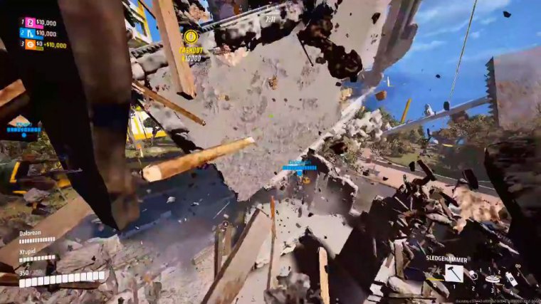 You can break buildings with heavy charge